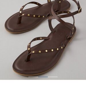 American Eagle Outfitters Brown Sandals with Gold Accents